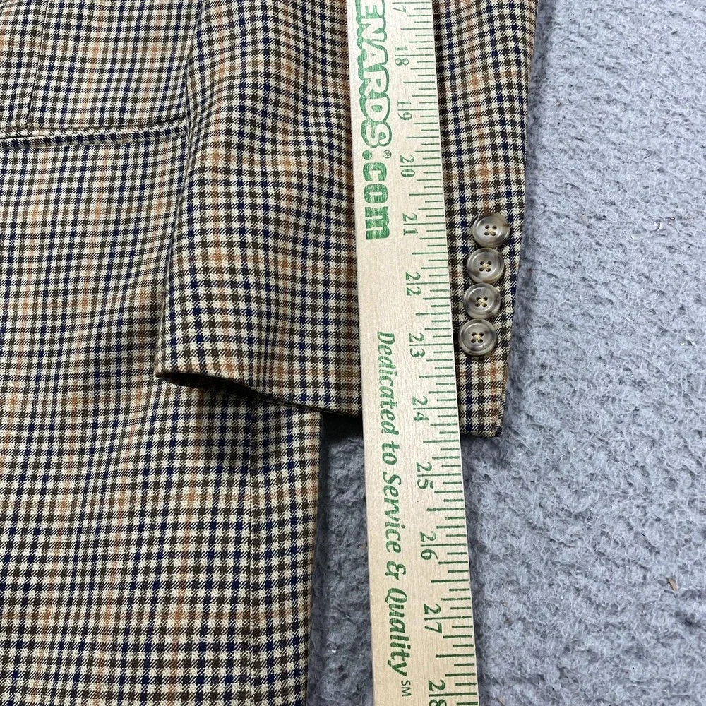 J. Hilburn Sport Coat Mens 44R Beige Check Wool Vitale Barberis Canonico Blazer